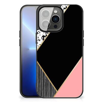 iPhone 13 Pro Max Backcover Zwart Roze Vormen