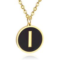 Goudkleurige Dames Schakelketting met Zwarte Kettinghanger Letter I - thumbnail