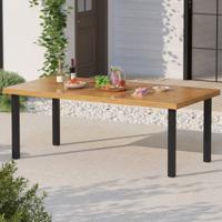 Tuintafel met Parasolgat 200 x 100 cm Grote Terrastafel voor 8 Personen Rechthoekige Balkontafel van Acaciahout Buiten Eettafel