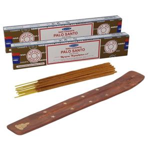 Wierook cadeaus set - houder en geurstokjes - Palo Santo geur - Meditatie