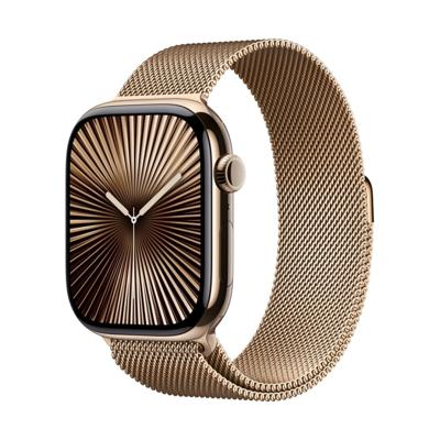 Apple Watch Series 10 GPS + Cellular 46mm Titanium Case met Milanese Loop - M/L Smartwatch Goud
