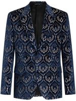 ETRO blazer en velours à motif jacquard - Bleu - thumbnail