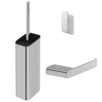 Toiletset Accessoires Geesa Shift Toiletborstel met houder - Toiletrolhouder zonder klep - Handdoekhaak - Chroom Geesa