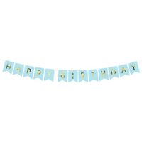 Lichtblauwe DIY feest slinger Happy Birthday 1,75 meter - thumbnail