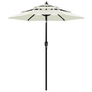 Parasol 3-laags met aluminium paal 2 m zandkleurig