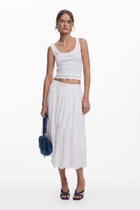 Lange rok met borduursels - WHITE - L