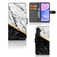 Samsung Galaxy A15 | Bookcase | Marmer Wit Zwart - Origineel Cadeau Man