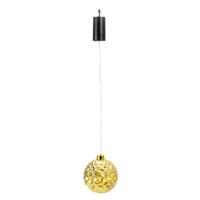 Verlichte kerstbal kunststof - goud - aan draad - 12 cm - led lampjes - warm wit