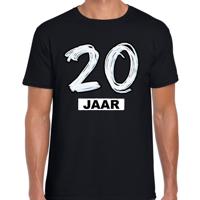 Leeftijd 20 jaar - verjaardag cadeau t-shirt - zwart - voor heren - korte mouwen - katoen