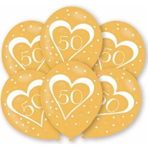 12x stuks Gouden huwelijk ballonnen 50 jaar   -