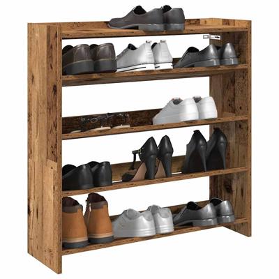 Schoenenrek 80x25x81 cm bewerkt hout oud houtkleurig