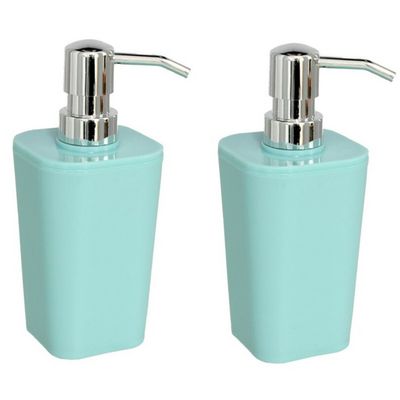 Zeeppompje/dispenser - 2 st - kunststof - mintgroen - 7,5 x 17 cm