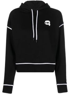 Karl Lagerfeld logo-patch drawstring hoodie - Noir