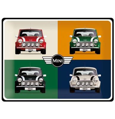 Mini Cooper Pop Art 4 Auto's Metalen Bord 30 x 40 cm