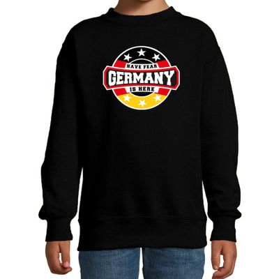 Have fear Germany is here / Duitsland supporter sweater zwart voor kids