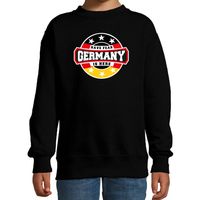 Have fear Germany is here / Duitsland supporter sweater zwart voor kids - thumbnail