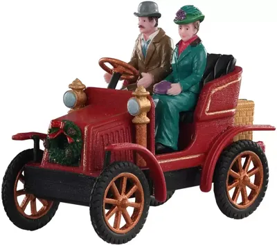 Lemax first car in town kerstdorp tafereel Caddington Village 2020