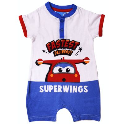 Super Wings Romper Fastest Delivery Katoen Blauw/rood Mt 18 Mnd