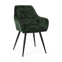 Eetkamerstoel velvet met armleuning - groen - 87x56.5x43 cm Eetkamerstoel velvet met armleuning - groen - 87x56.5x43 cm