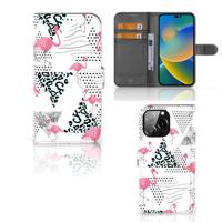iPhone 14 Pro Max | Telefoonhoesje | Met pasjeshouder | Flamingo Triangle