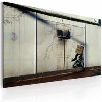 Schilderij - Banksy - Robots, 40x60cm , wanddecoratie , premium print op canvas - thumbnail