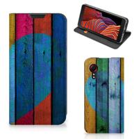Samsung Galaxy Xcover 5 Book | Wallet Case | Wood Heart - Cadeau voor je Vriend Samsung Galaxy Xcover 5 Book | Wallet Case | Wood Heart - Cadeau voor je Vriend