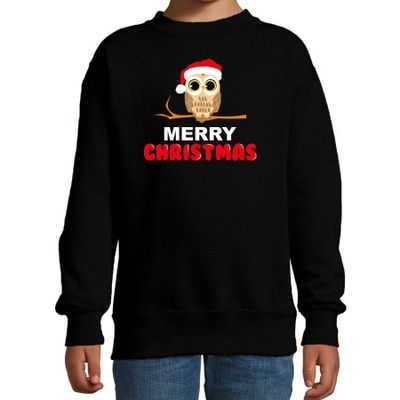 Leuke dieren Kersttrui christmas uil sweater Kerst zwart voor kinderen