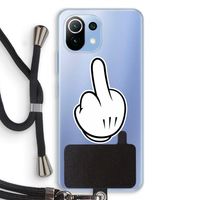 Middle finger white: Xiaomi Mi 11 Lite Transparant Hoesje met koord