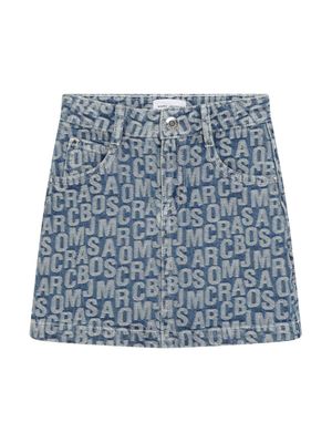 Marc Jacobs Kids jupe en jean à logo en jacquard - Bleu