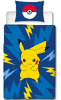 Pokémon Dekbedovertrek Pikachu 140 x 200 cm (donkerblauw) - thumbnail