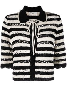 Sonia Rykiel cardigan rayé à détail noué - Noir