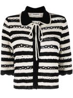 Sonia Rykiel cardigan rayé à détail noué - Noir