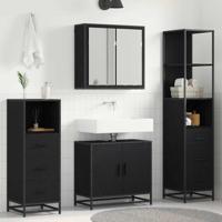 Badkamermeubelset met lade 4 pcs Zwart eiken 65 x 33 x 60 cm