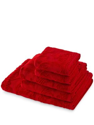 Dolce & Gabbana lot de cinq serviettes en tissu éponge - Rouge