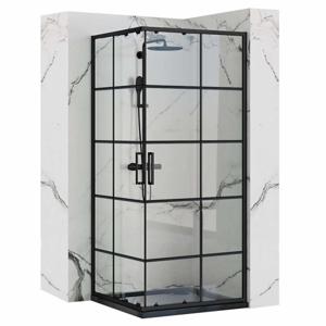 Douchecabine REA Concept | 80x80x190 cm | 2 Schuifdeuren | Helder glas | Zwart mat