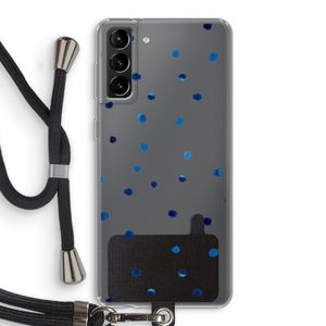 Blauwe stippen: Samsung Galaxy S21 Plus Transparant Hoesje met koord