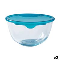 Ronde Lunchtrommel met Deksel Pyrex Cook & Store 16 x 16 x 10 cm Blauw 1 L Siliconen Glas (3 Stuks)