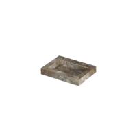 INK Pitch Wastafel keramische slab bak met drain en front en side skirts zonder kraangat 60x45x9 Earth glossy
