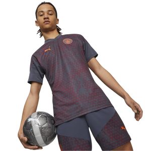 PUMA Manchester City Trainingsshirt 2023-2024 Donkergrijs Rood Oranje