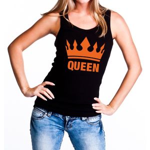 Zwart Queen met oranje kroon tanktop / mouwloos shirt dames XL  -