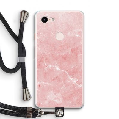 Roze marmer: Pixel 3 XL Transparant Hoesje met koord