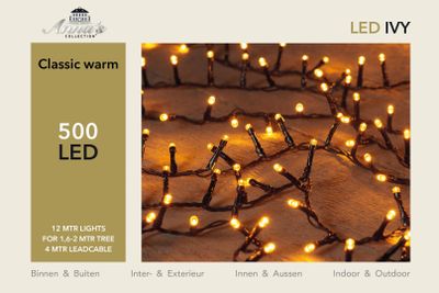 Led classic buitenverlichting ivy 500l/12m 4m aanloopsnoer zwart ip44 - Annas collection