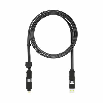 Rolling Square inCharge XL 6-in-1 Snellaadkabel 2 Meter - USB-C, Micro USB & Lightning Oplaadkabel voor iPhone, iPad & Android - Zwart