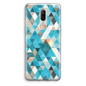 Gekleurde driehoekjes blauw: OnePlus 6 Transparant Hoesje