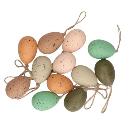 Decoris Paaseieren - 18x stuks - 9 cm - kunststof - multicolor - paasversiering