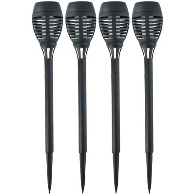 4x Solar tuinlampen fakkels/toortsen met vlam effect 48 cm