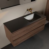 MONDIAZ AIVY 120cm badmeubel Mocha, wastafel Urban solid surface rechts zonder kraangat (AI-351641URBAN-NO - AI-M120MORE)