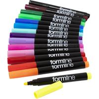Creativ Company Formline textielstiften, lijndikte 4-5 mm, diverse kleuren, 15 stuk/ 1 doos