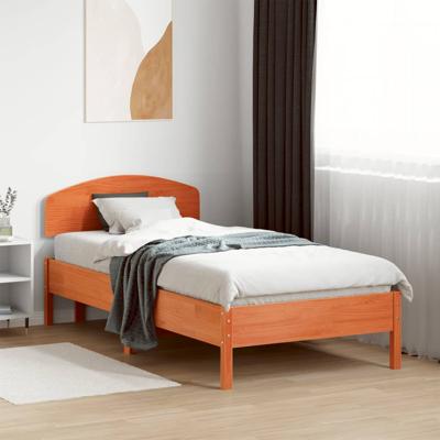 Bedframe zonder matras massief grenenhout wasbruin 75x190 cm