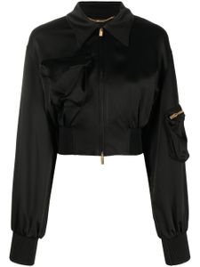 Blumarine veste bomber crop à fini satiné - Noir